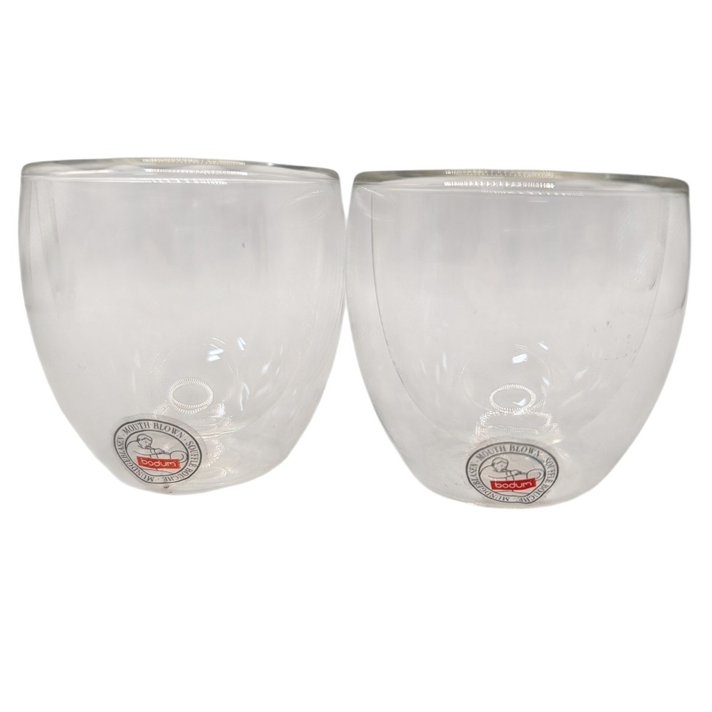 Bodum Pavina Glasses Espresso Double Walled Thermal Mouth Blown‎ Set Of Two SEE